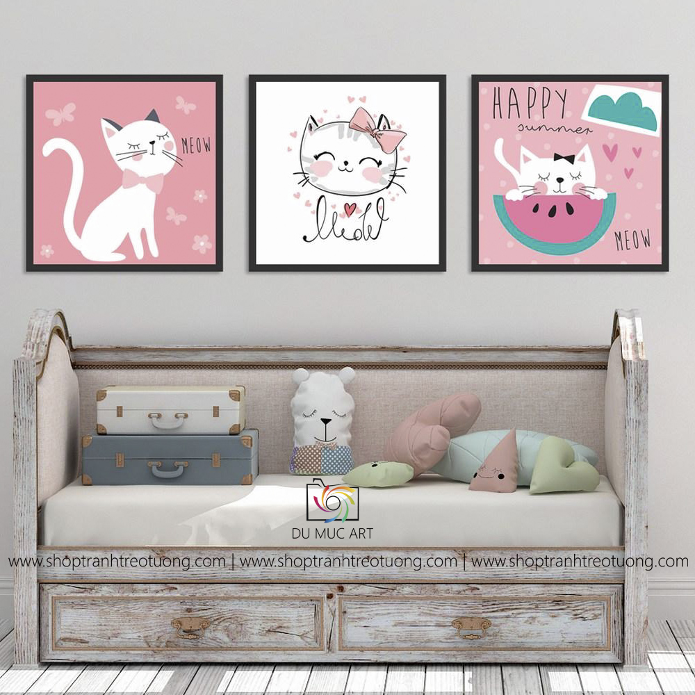 Tranh decor: Mèo hồng baby
