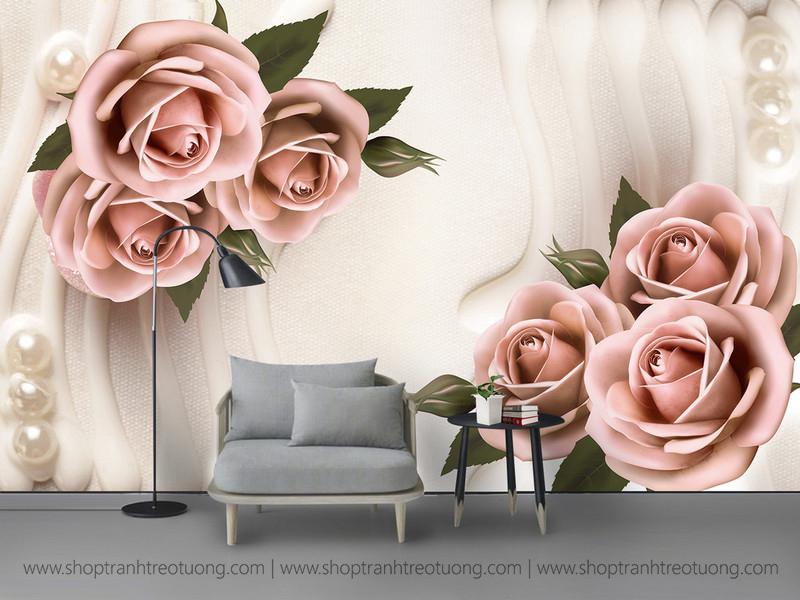 Tranh dán tường: Hoa hồng ngọc